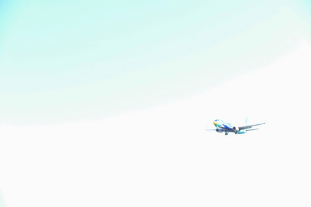 这架飞机飞行在蓝蓝的天空