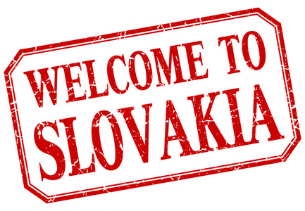 斯洛伐克欢迎红色复古孤立标签