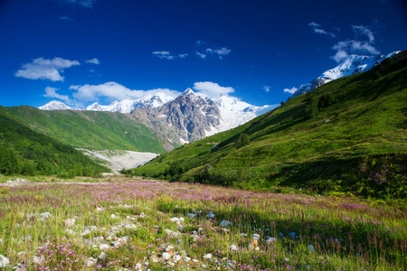 美丽的山谷，在高加索山脉在上斯瓦涅季，格鲁吉亚