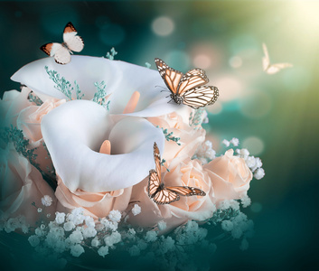 美丽的花朵和蝴蝶