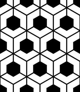 矢量现代无缝神圣几何图案，黑色和白色抽象几何背景，枕头打印 单色复古纹理，时髦时尚设计