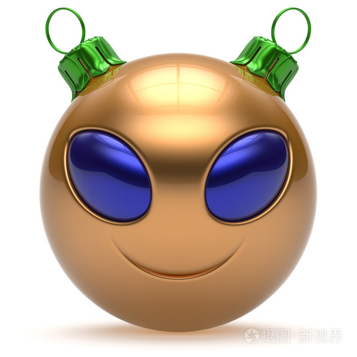 表情符号圣诞球微笑外星脸快乐新年