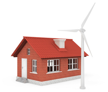 风车生产绿色能源的房子
