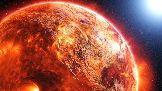 地球燃烧或发生爆炸后一场全球的灾难，世界末日场景