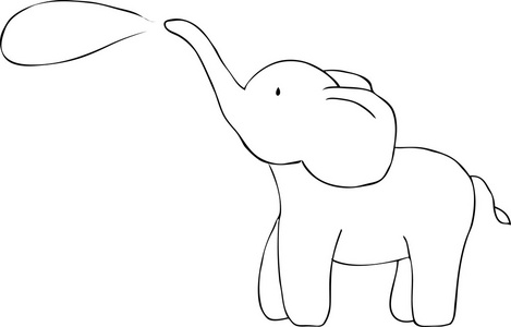 可爱的大象涂鸦。矢量图像