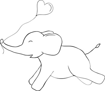 可爱的大象涂鸦。矢量图像