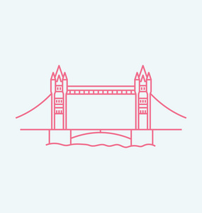 伦敦塔桥彩色矢量图