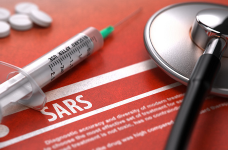 诊断SARS。 医学概念。