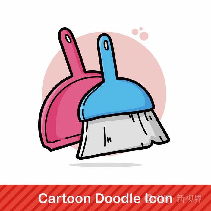 扫帚涂鸦矢量图