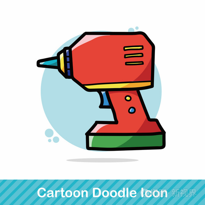 电钻彩色涂鸦矢量图