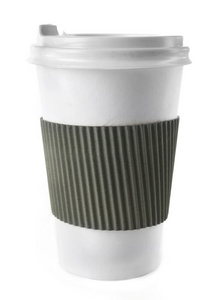 纸杯装的咖啡上白色隔离