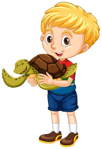 小男孩和一只乌龟