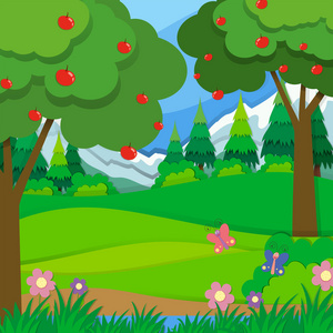 画果园在果园里的苹果树照片