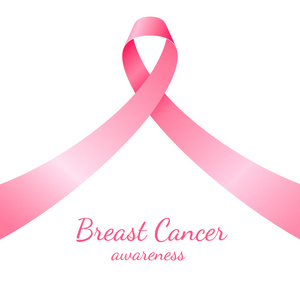 粉红丝带乳腺癌癌症认识符号在白色背景上