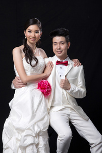 亚洲新娘和新郎的婚礼