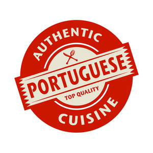 带有文本地道的葡萄牙美食的抽象戳