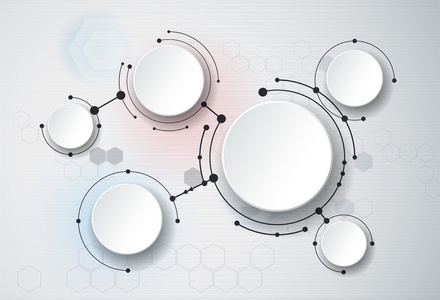 抽象的分子和 3d 纸，集成圈子。您设计的 模板 沟通 业务 网络和 web 设计的的空白空间