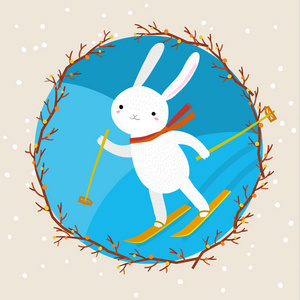 可爱的小白兔滑雪