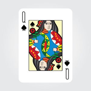 扑克黑桃单扑克牌矢量: 黑桃皇后照片