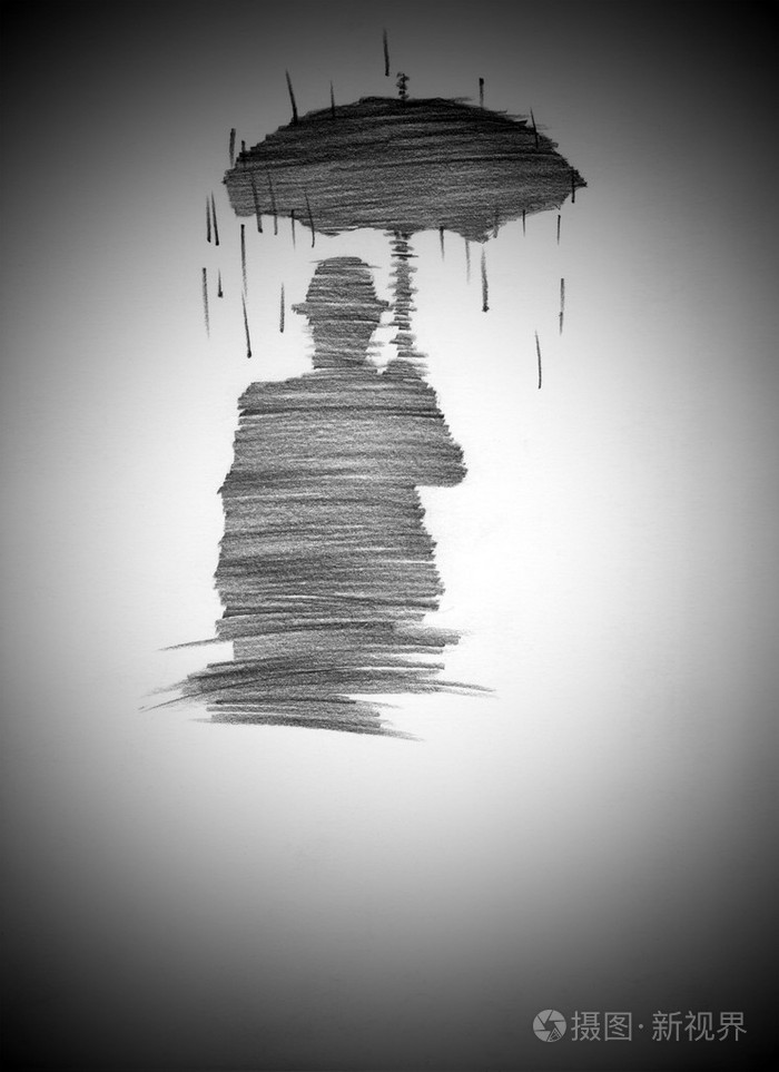 在雨中的男人
