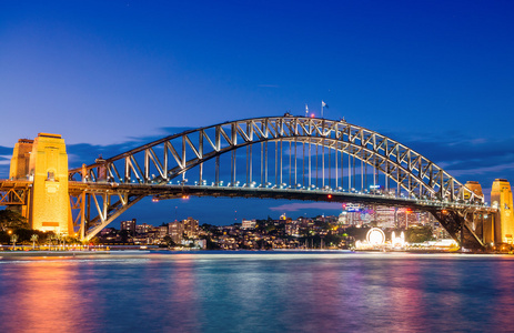 悉尼，澳大利亚。令人惊异的天际线黄昏