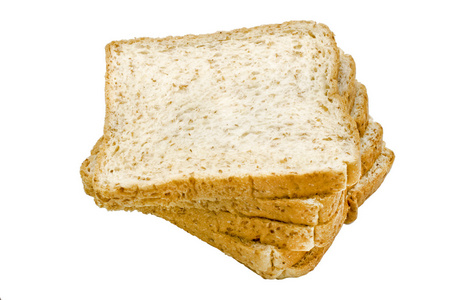 在白色背景上的面包切片