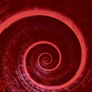 奇怪的红色分形螺旋。赫雷斯螺旋卷曲。漩涡形状的形式。深空概念。全框架制造。视觉径向装饰。不真实的形状渲染。奇怪的卷曲回来。闪亮的