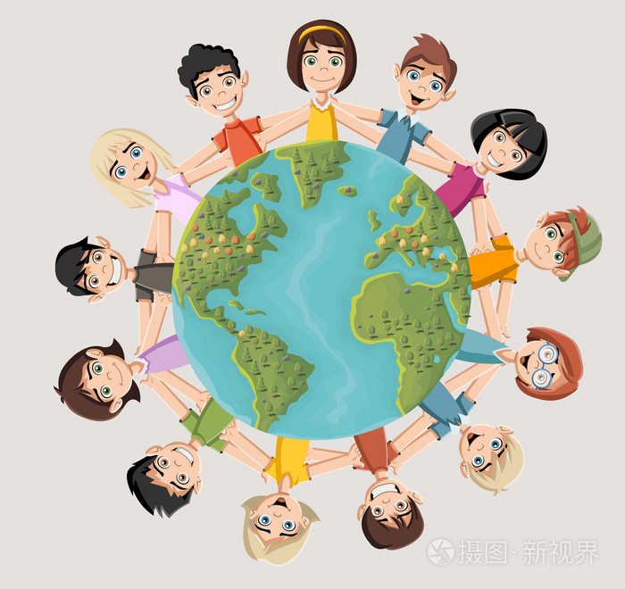 群围绕地球的孩子