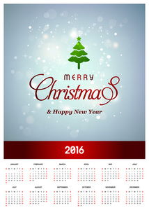 圣诞节和2016年新年日历