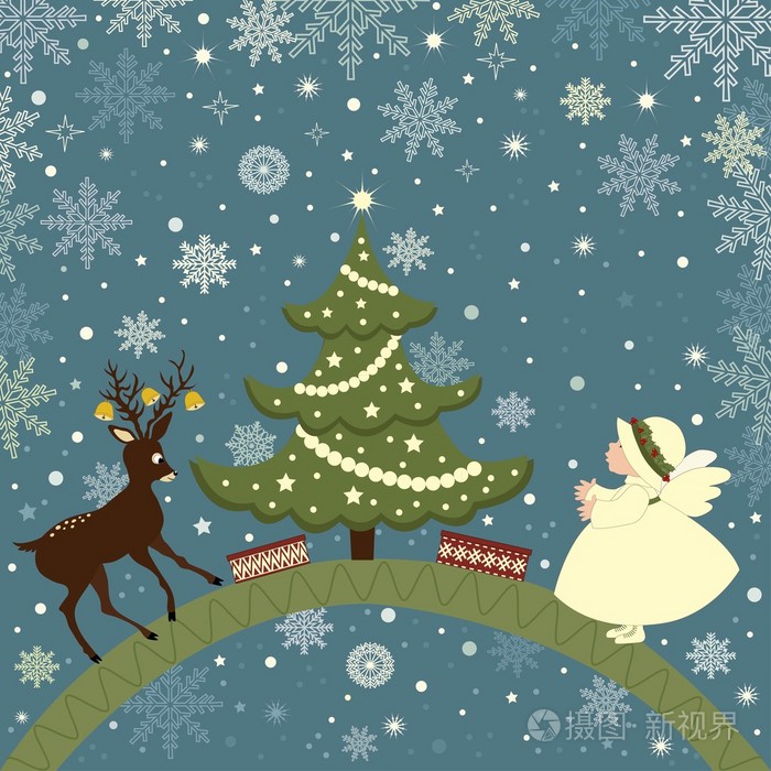 圣诞贺卡插画-正版商用图片1kwted-摄图新视界
