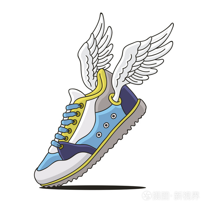 带翅膀的运动鞋插画