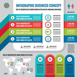 平面设计风格的商业信息图概念布局