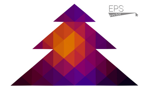暗蓝色 红色低聚风格圣诞树矢量图由三角形组成。抽象的三角形多边形折纸或水晶设计新的一年的庆祝活动。白色背景上孤立