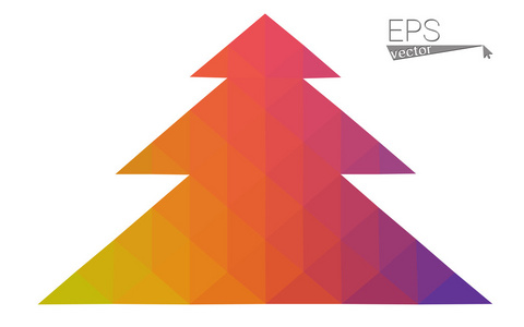 多色明亮低多边形样式圣诞树插图