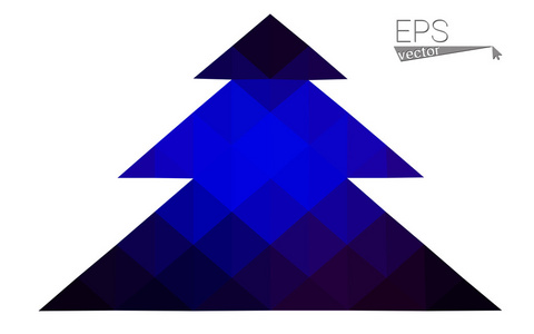 暗蓝色低多边形风格圣诞树矢量图由三角形组成。抽象的三角形多边形折纸或水晶设计新的一年的庆祝活动。白色背景上孤立