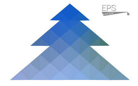 蓝色 绿色的低聚风格圣诞树矢量图由三角形组成。抽象的三角形多边形折纸或水晶设计新的一年的庆祝活动。白色背景上孤立