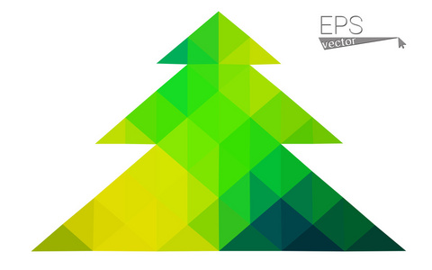 暗蓝色 绿色低聚风格圣诞树矢量图由三角形组成。抽象的三角形多边形折纸或水晶设计新的一年的庆祝活动。白色背景上孤立