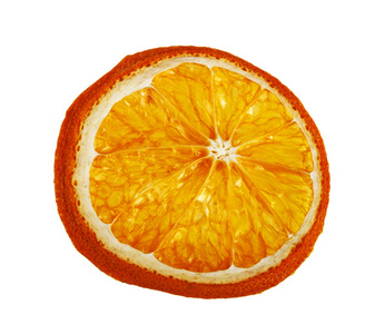 干的橙片 白色背景上