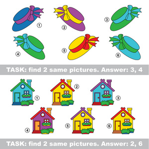 视觉的游戏。找到隐藏的对礼物和房子