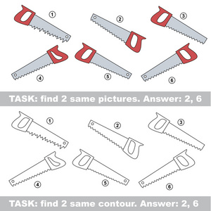 视觉的游戏。找到隐藏的夫妇的锯