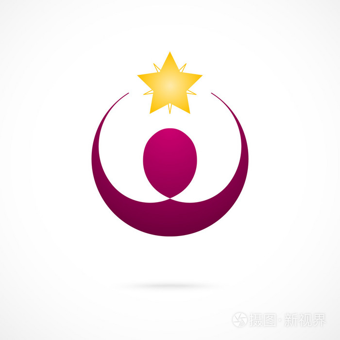 企业成功赢家徽标模板经营理念人类的抽象矢量图标