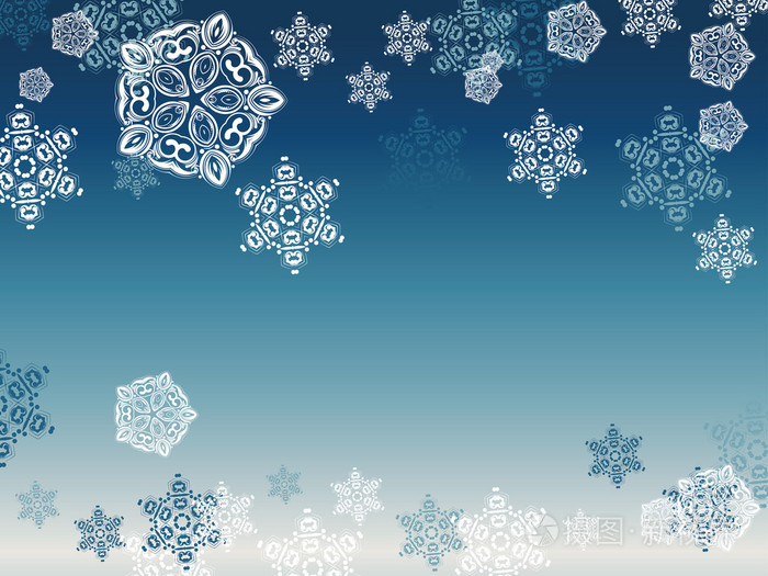 蓝色背景与雪花插画-正版商用图片1kxfqb-摄图新视界