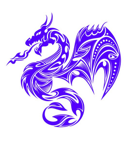 靛蓝部落龙纹身照片