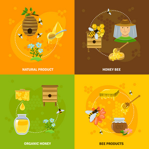 蜂蜜和蜜蜂的图标集