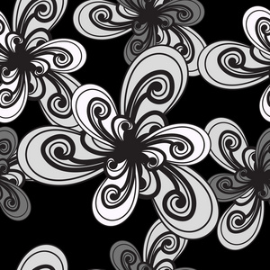 黑白图案. 花卉无缝宝照片