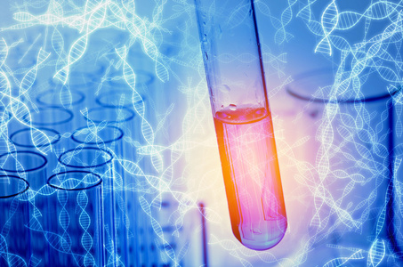 科学实验室试管与 Dna 标志背景