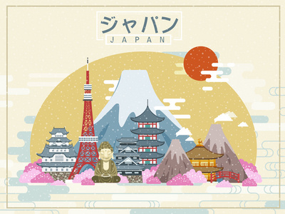 可爱的日本旅行海报图片