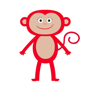 可爱的红色猴子。贺卡