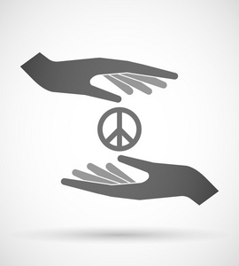 两只手保护或给予和平标志