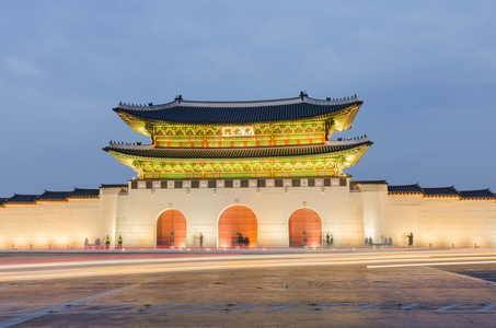 在夜在韩国首尔景福宫